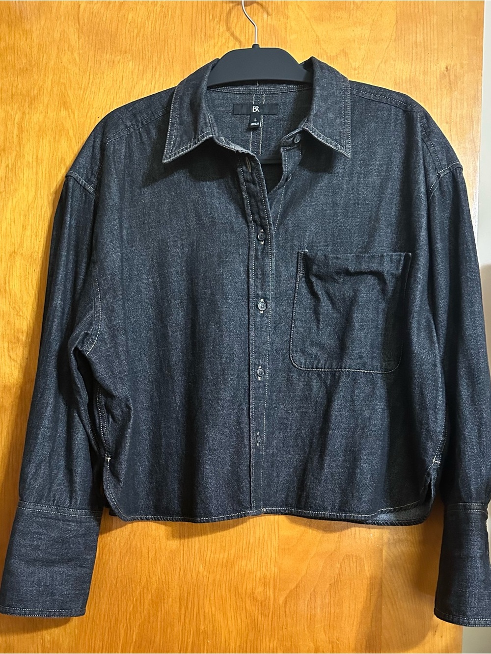 Banana Republic Denim Button-Front Black Cropped Jean Shirt